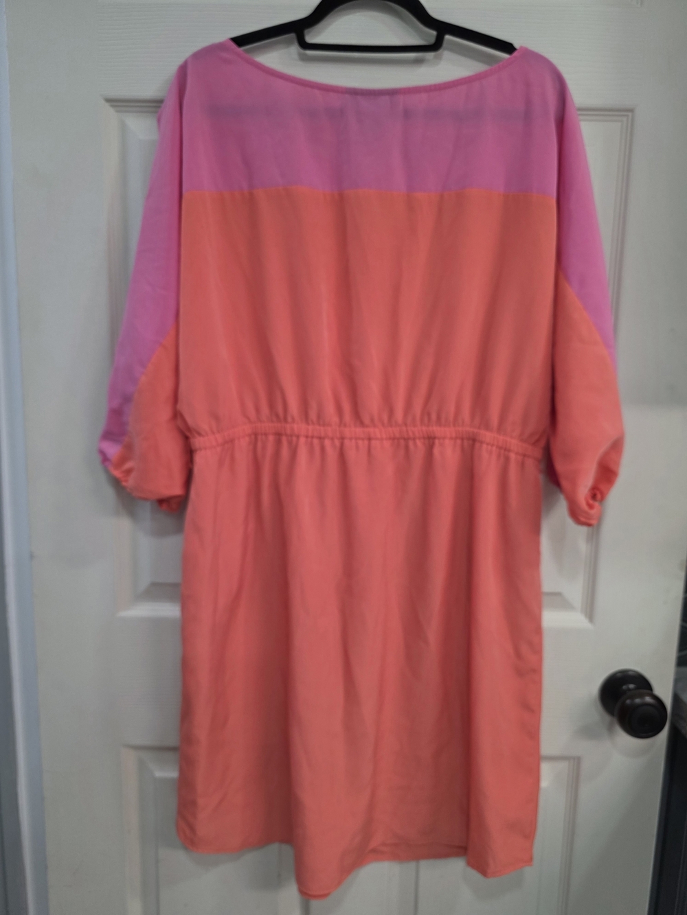 Womens Attention Pink and Coral Colorblock Midi Dress - Picture 2 of 6